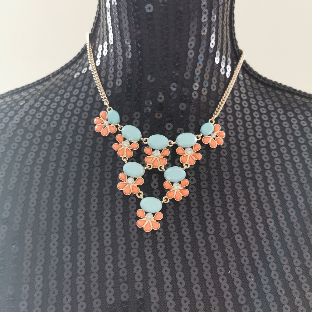 Flower Statement Necklace C Stamped